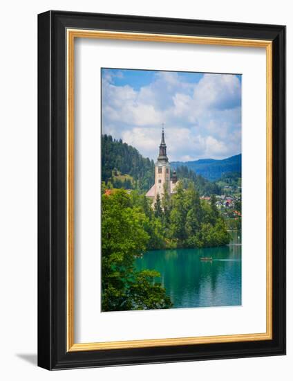 Bled, Upper Carniola, Slovenia. Church of the Assumption on Bled Island.-null-Framed Photographic Print