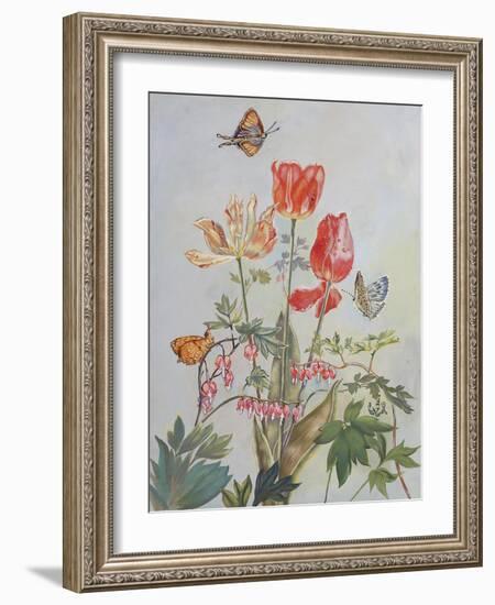 Bleeding Hearts and Tulips-Judy Mastrangelo-Framed Giclee Print