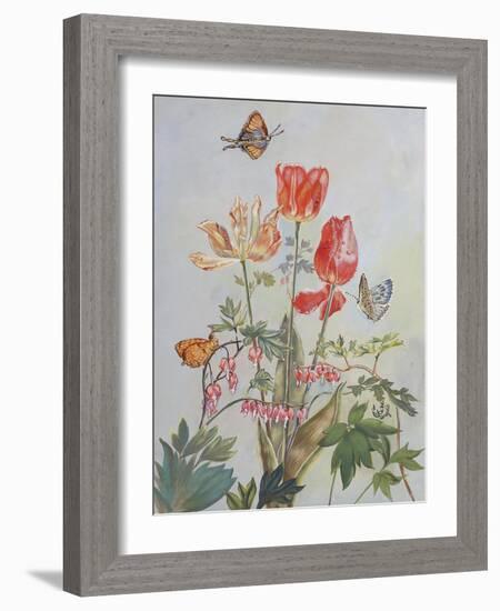 Bleeding Hearts and Tulips-Judy Mastrangelo-Framed Giclee Print