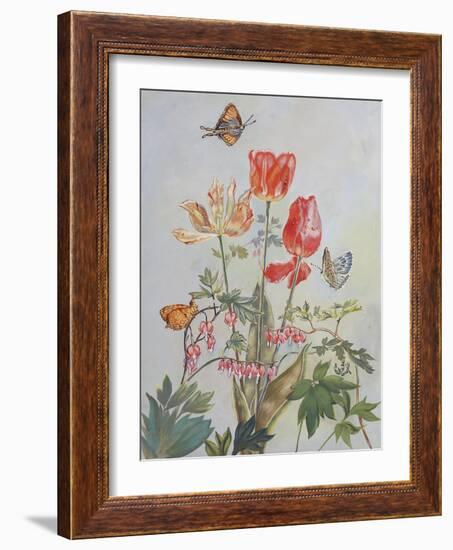 Bleeding Hearts and Tulips-Judy Mastrangelo-Framed Giclee Print