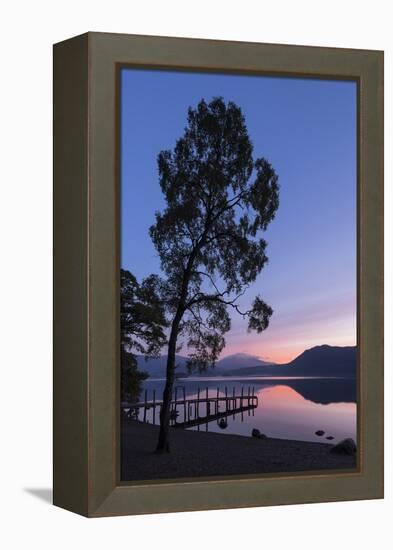 Blencathra and Derwent Water sunrise, Lake District National Park, Cumbria, England, United Kingdom-John Potter-Framed Premier Image Canvas