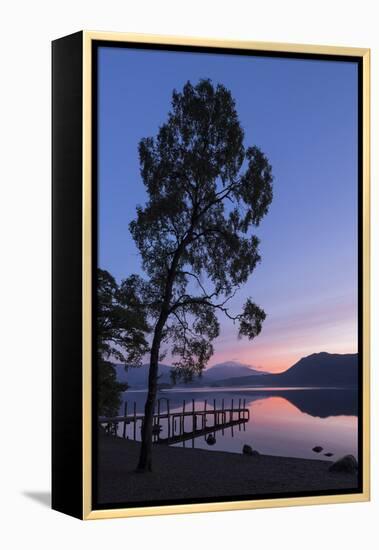 Blencathra and Derwent Water sunrise, Lake District National Park, Cumbria, England, United Kingdom-John Potter-Framed Premier Image Canvas