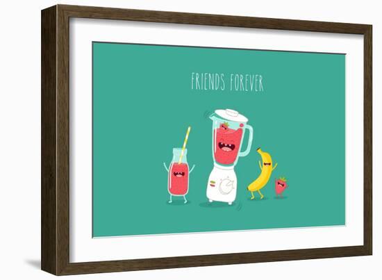 Blender Making Fruits Smoothie. Vector Illustration-Serbinka-Framed Art Print