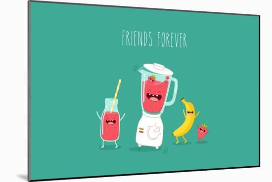 Blender Making Fruits Smoothie. Vector Illustration-Serbinka-Mounted Art Print