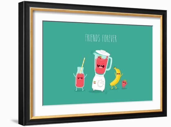 Blender Making Fruits Smoothie. Vector Illustration-Serbinka-Framed Art Print