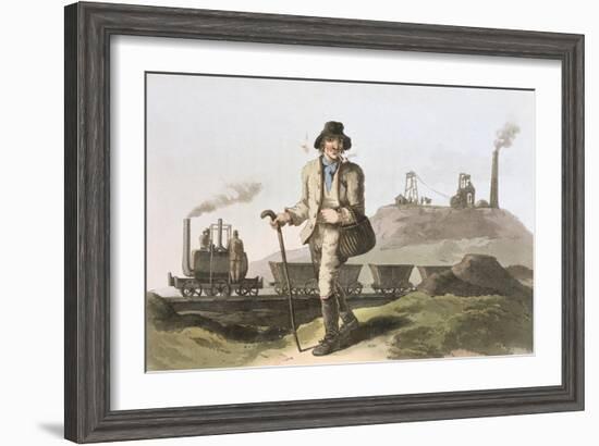 Blenkinsop Locomotive at Middleton Colliery Near Leeds, Costume of Yorkshire Engraved Havell-George Walker-Framed Giclee Print