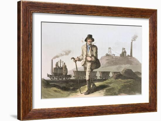 Blenkinsop Locomotive at Middleton Colliery Near Leeds, Costume of Yorkshire Engraved Havell-George Walker-Framed Giclee Print