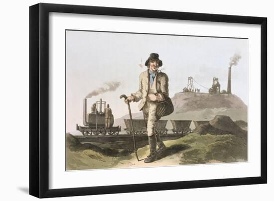 Blenkinsop Locomotive at Middleton Colliery Near Leeds, Costume of Yorkshire Engraved Havell-George Walker-Framed Giclee Print