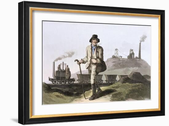 Blenkinsop steam locomotive at Middleton colliery near Leeds, West Yorkshire, 1814-Robert Havell-Framed Premium Giclee Print