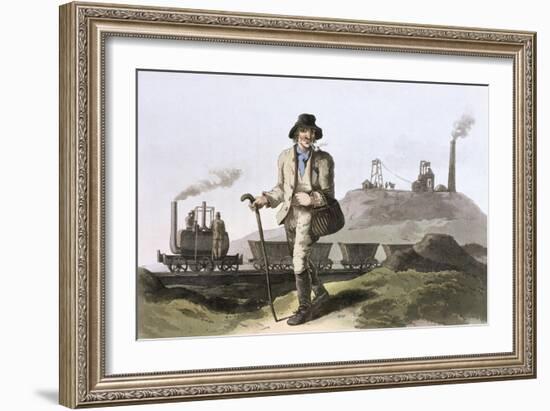 Blenkinsop steam locomotive at Middleton colliery near Leeds, West Yorkshire, 1814-Robert Havell-Framed Giclee Print