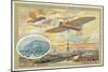 Bleriot Monoplane and a View of Paris Showing the Pont Neuf-null-Mounted Giclee Print