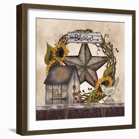 Blessed Barn Star Wreath-Linda Spivey-Framed Art Print