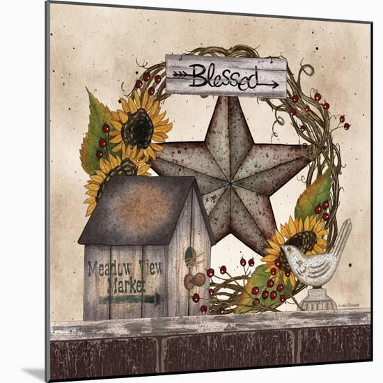 Blessed Barn Star Wreath-Linda Spivey-Mounted Art Print