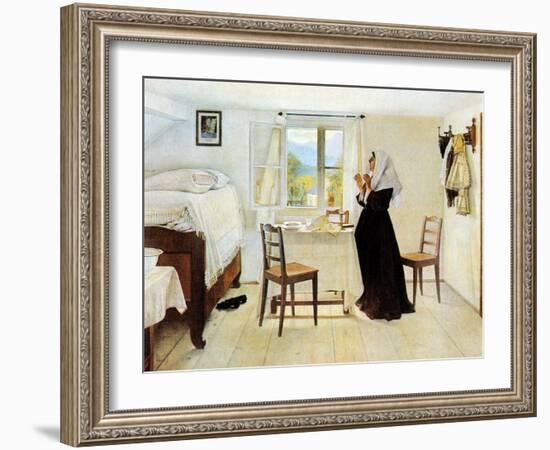 Blessing the Sabbath Candles-Isidor Kaufmann-Framed Art Print