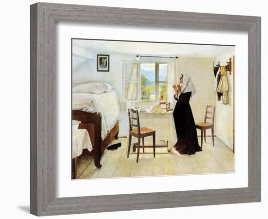 Blessing the Sabbath Candles-Isidor Kaufmann-Framed Art Print