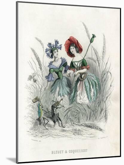 Bleuet Et Coquelicot-JJ Grandville-Mounted Art Print