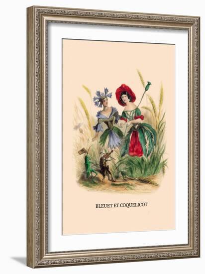 Bleuet et Coquelicot-J.J. Grandville-Framed Art Print