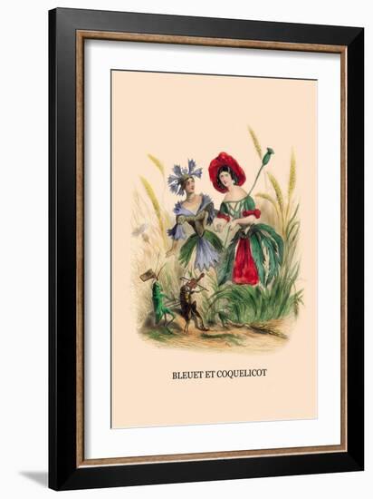 Bleuet et Coquelicot-J.J. Grandville-Framed Art Print