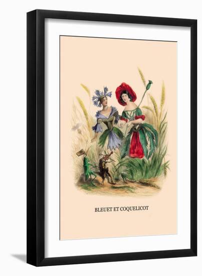 Bleuet et Coquelicot-J.J. Grandville-Framed Art Print