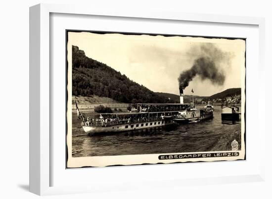 Blick Auf Den Dampfer Leipzig Auf Der Elbe-null-Framed Giclee Print