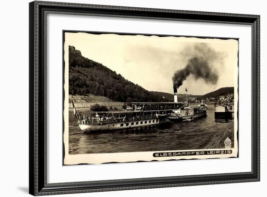 Blick Auf Den Dampfer Leipzig Auf Der Elbe-null-Framed Giclee Print