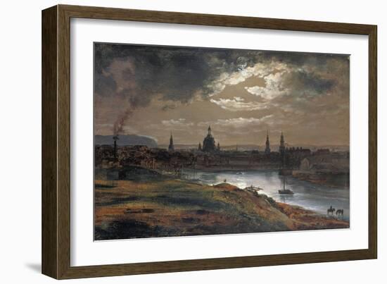 Blick Auf Dresden Bei Abend, 1845-Johan Christian Clausen Dahl-Framed Giclee Print