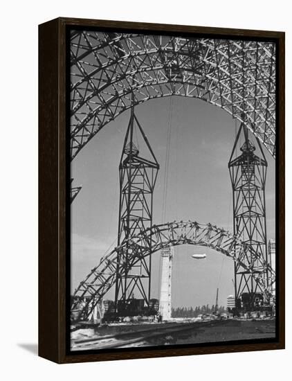 Blimp Hangar under Construction-Andreas Feininger-Framed Premier Image Canvas