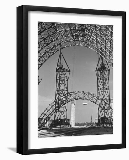 Blimp Hangar under Construction-Andreas Feininger-Framed Photographic Print