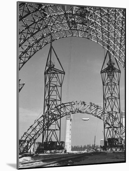 Blimp Hangar under Construction-Andreas Feininger-Mounted Photographic Print