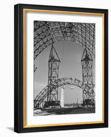Blimp Hangar under Construction-Andreas Feininger-Framed Photographic Print