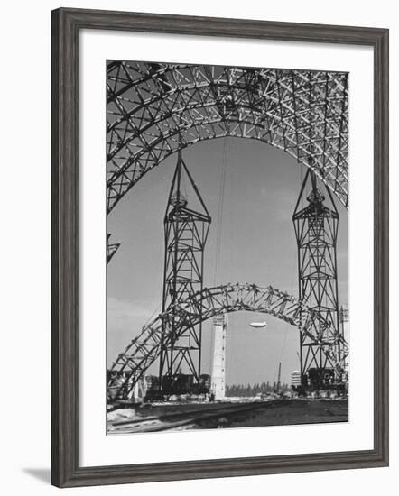 Blimp Hangar under Construction-Andreas Feininger-Framed Photographic Print