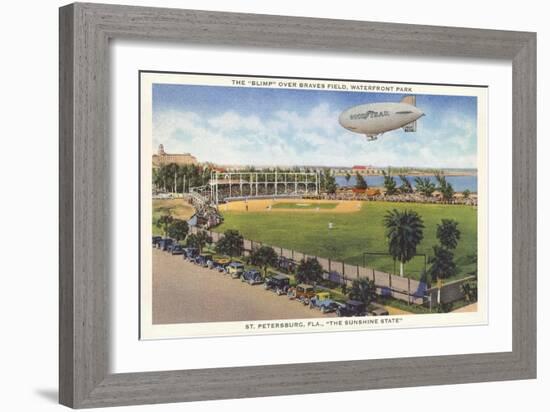 Blimp over Ballpark, St. Petersburg, Florida-null-Framed Art Print