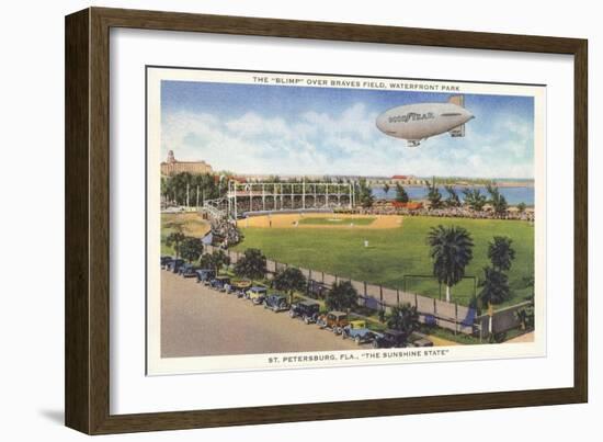 Blimp over Ballpark, St. Petersburg, Florida-null-Framed Art Print