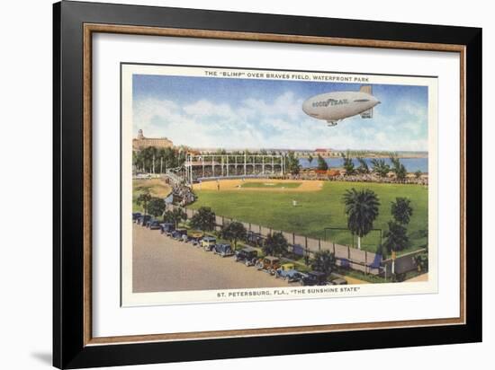 Blimp over Ballpark, St. Petersburg, Florida-null-Framed Art Print