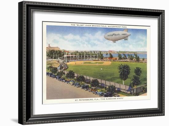 Blimp over Ballpark, St. Petersburg, Florida-null-Framed Art Print