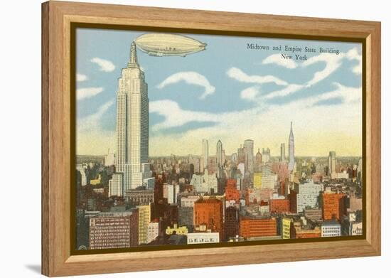 Blimp over Midtown Manhattan-null-Framed Stretched Canvas