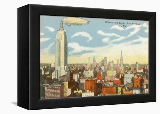 Blimp over Midtown Manhattan-null-Framed Stretched Canvas