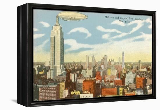 Blimp over Midtown Manhattan-null-Framed Stretched Canvas