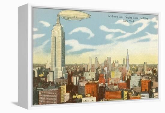 Blimp over Midtown Manhattan-null-Framed Stretched Canvas