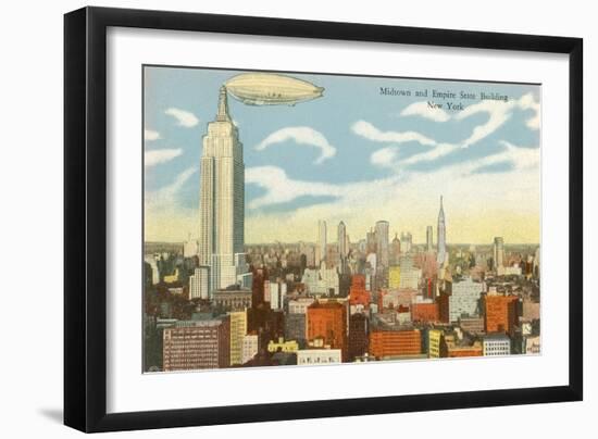 Blimp over Midtown Manhattan-null-Framed Art Print