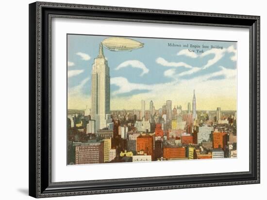 Blimp over Midtown Manhattan-null-Framed Art Print