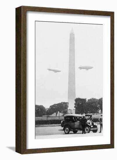 Blimps Practice over the Washington Monument-null-Framed Art Print