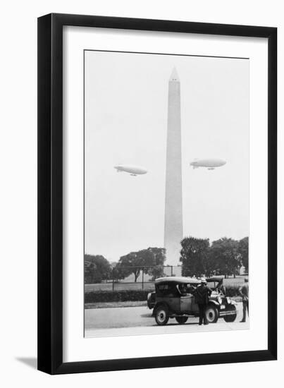 Blimps Practice over the Washington Monument-null-Framed Art Print