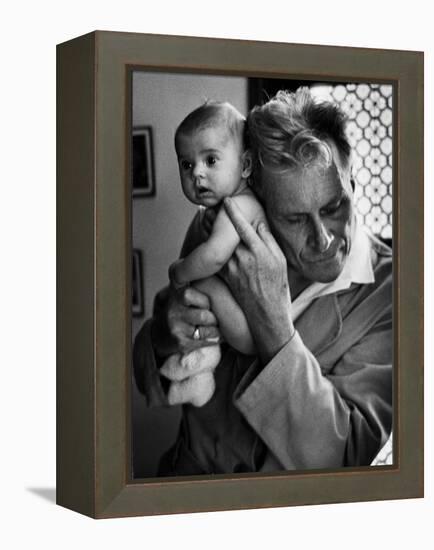 Blind Doctor Albert A. Nast Holding Ear to Back of 3 Month Old Instead of Using a Stethoscope-Thomas D. Mcavoy-Framed Premier Image Canvas