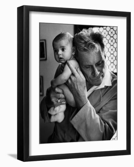 Blind Doctor Albert A. Nast Holding Ear to Back of 3 Month Old Instead of Using a Stethoscope-Thomas D. Mcavoy-Framed Photographic Print