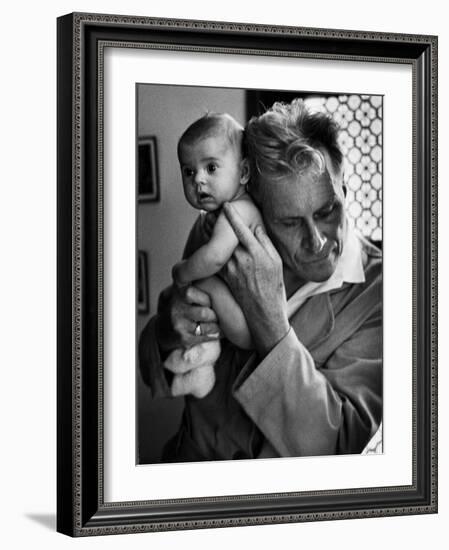 Blind Doctor Albert A. Nast Holding Ear to Back of 3 Month Old Instead of Using a Stethoscope-Thomas D. Mcavoy-Framed Photographic Print