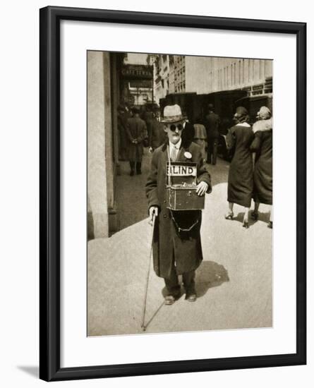 Blind Man Begging, New York, 1933-null-Framed Photographic Print