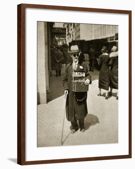 Blind Man Begging, New York, 1933-null-Framed Photographic Print