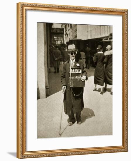 Blind Man Begging, New York, 1933-null-Framed Photographic Print