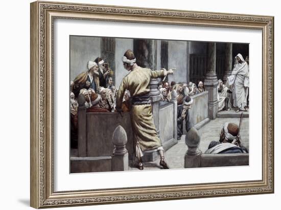 Blind Man Tells His Story to the Jews-James Jacques Joseph Tissot-Framed Giclee Print